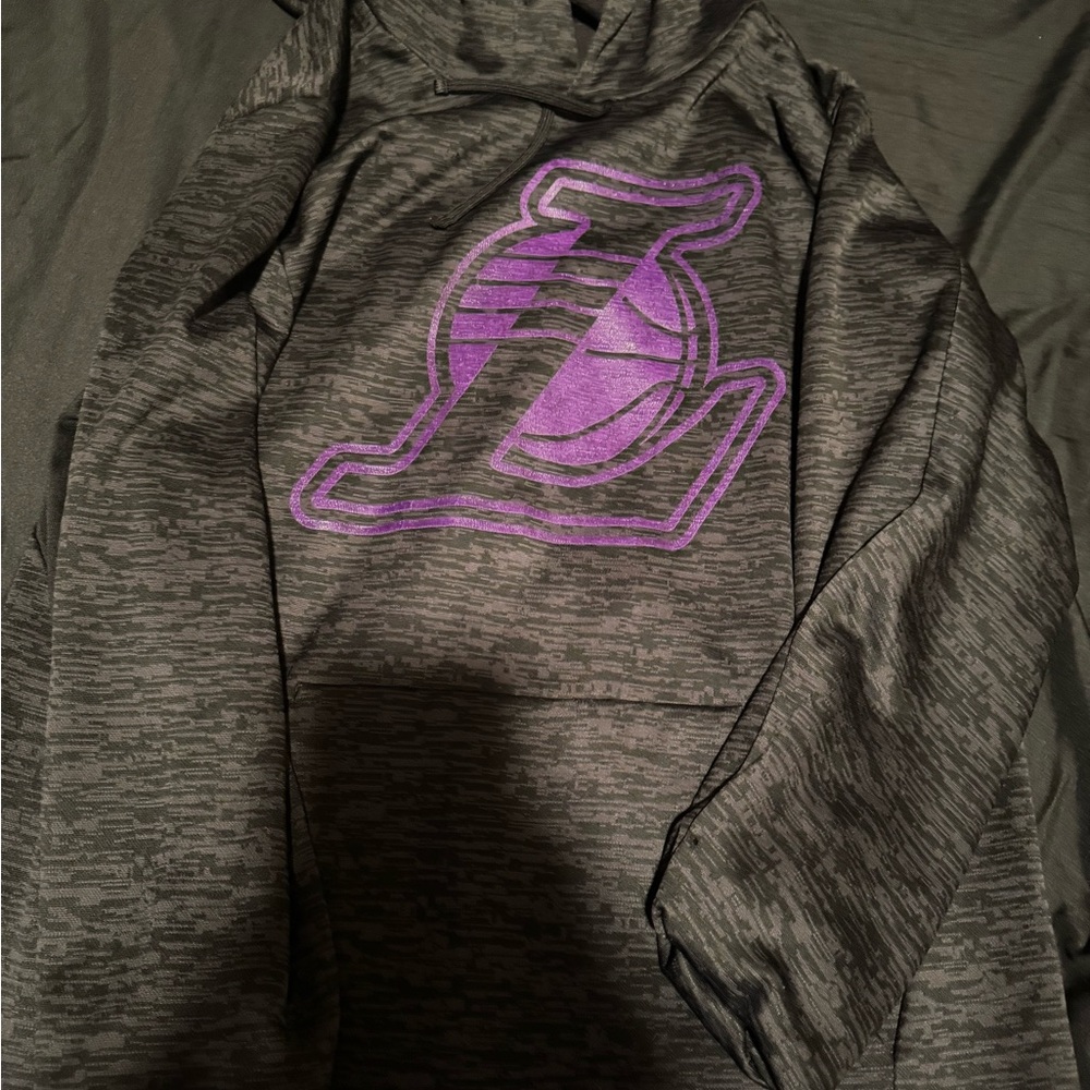 Gray Lakers Hoodie with Purple Logo